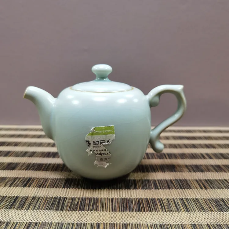 柏采汝窑壶HR-14福耳茶壶老釉手写款景德镇中式陶瓷汝窑茶具