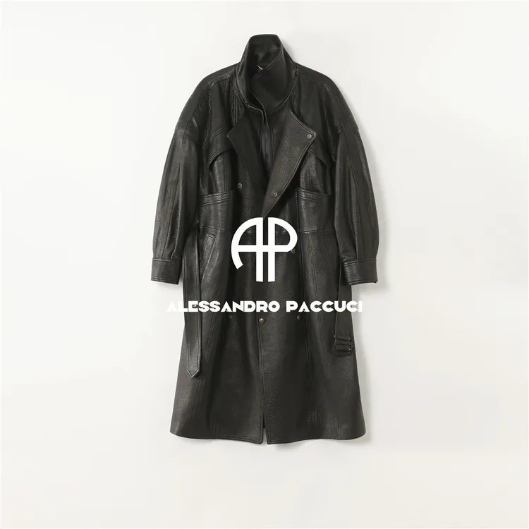 AP洛哥54117PY【新西兰进口/高端版/黑标】羊皮翻领腰带时尚皮衣