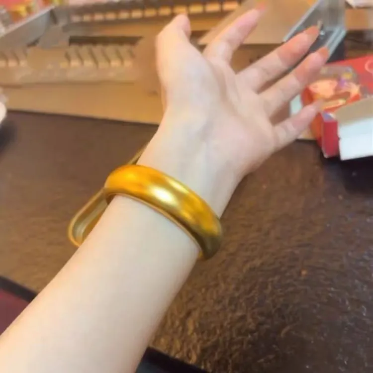 铜合金手镯 粗款轮胎手镯加宽实心传承古法镯子气质金圈网红手镯