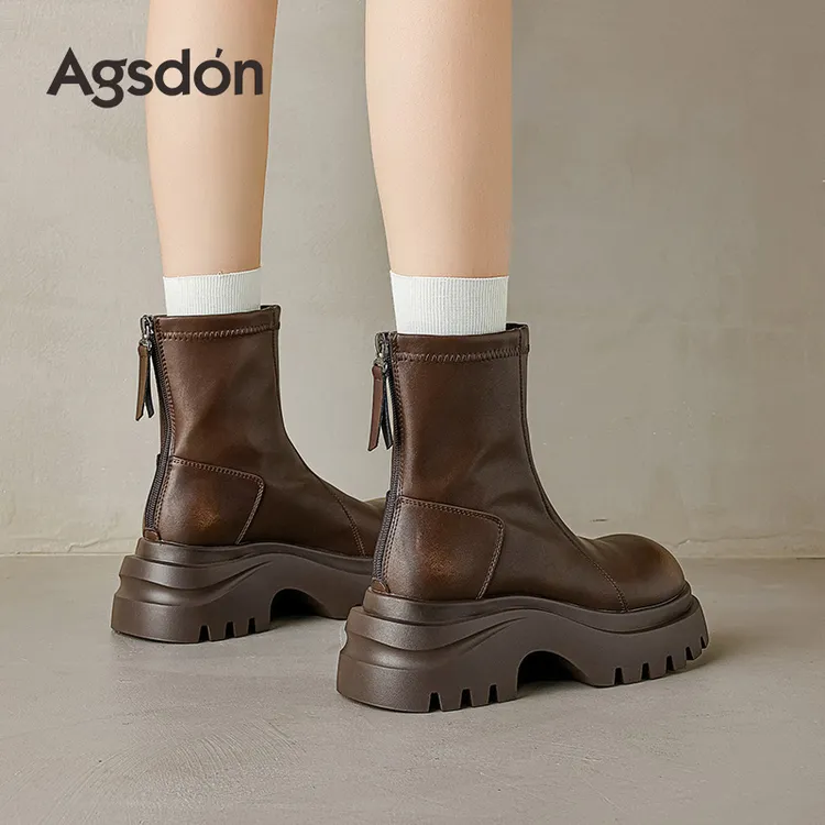 奥古狮登厚底马丁靴女款2025新款秋季百搭洋气小短靴增高瘦瘦靴H