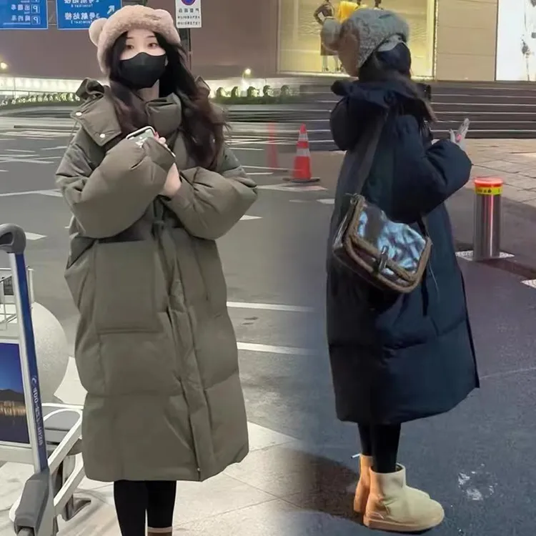 大码孕妇棉袄冬装长款服加厚保暖棉衣显瘦连帽外套女200斤