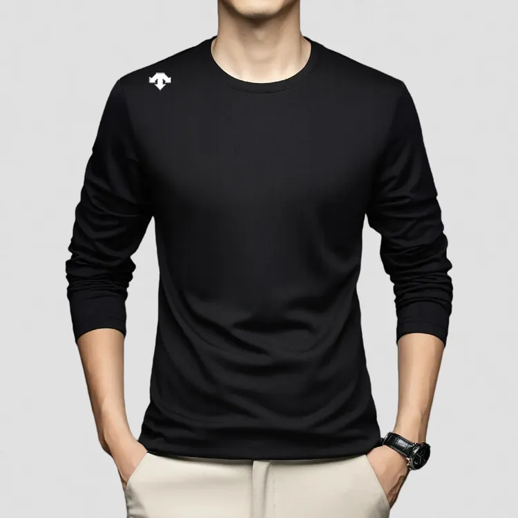 【商场同款】迪桑男士圆领长袖运动T恤时尚宽松秋季新款百搭纯色衣