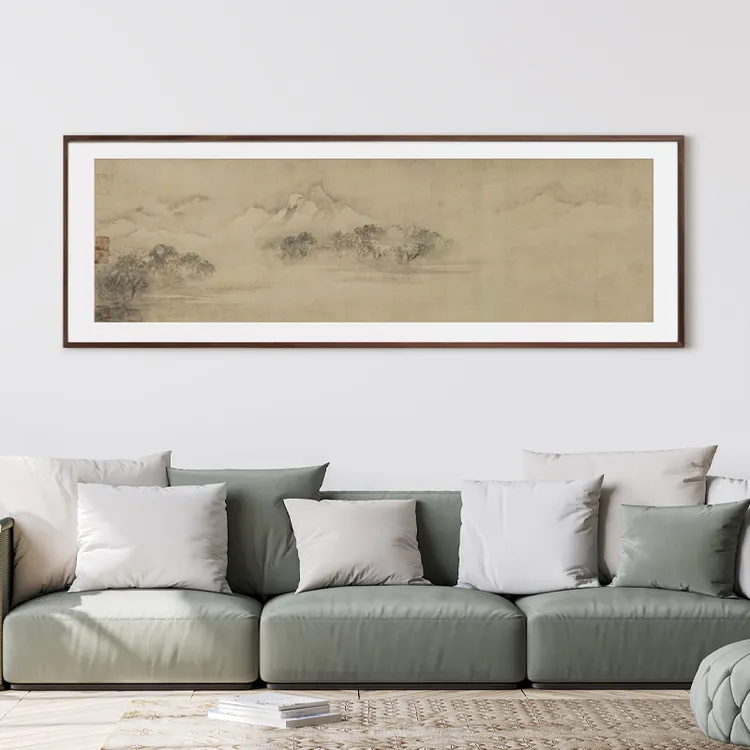 中式装饰画《潇湘八景之江天暮雪》实木榫卯客厅书房挂画山水画