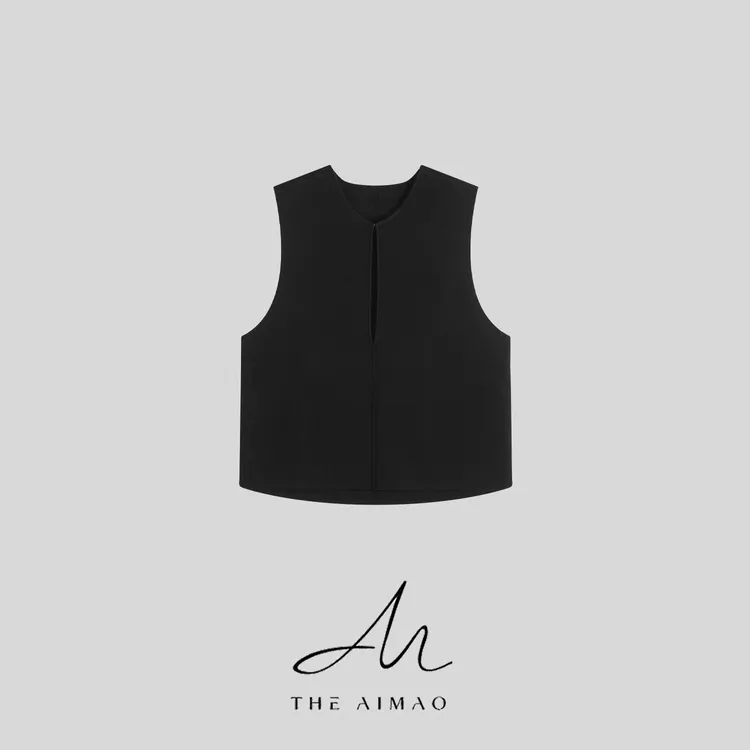 【THE AIMAO】“静奢叠搭”精纺绵羊毛混纺四平针显瘦马甲XYX82821