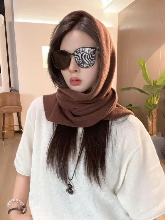 【全羊毛】高定纯色常规款女不掉色围巾外搭秋冬网红简约