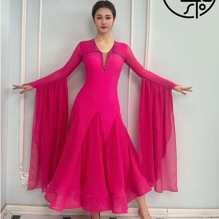 西朵舞服重工摩登舞专业表演服比赛服连衣裙XD678