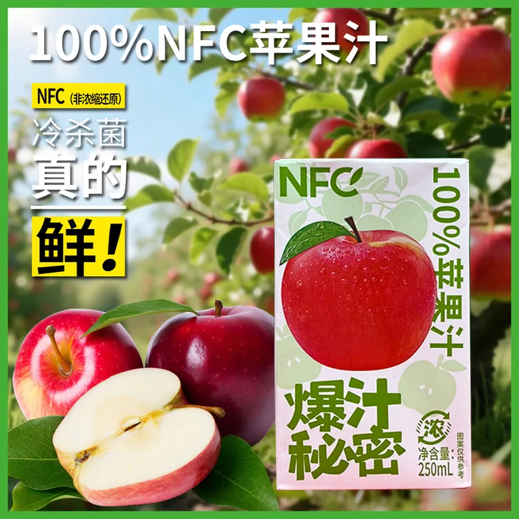 多福源 零脂肪NFC苹果汁非浓缩还原纯果汁果蔬汁饮品饮料250ml 