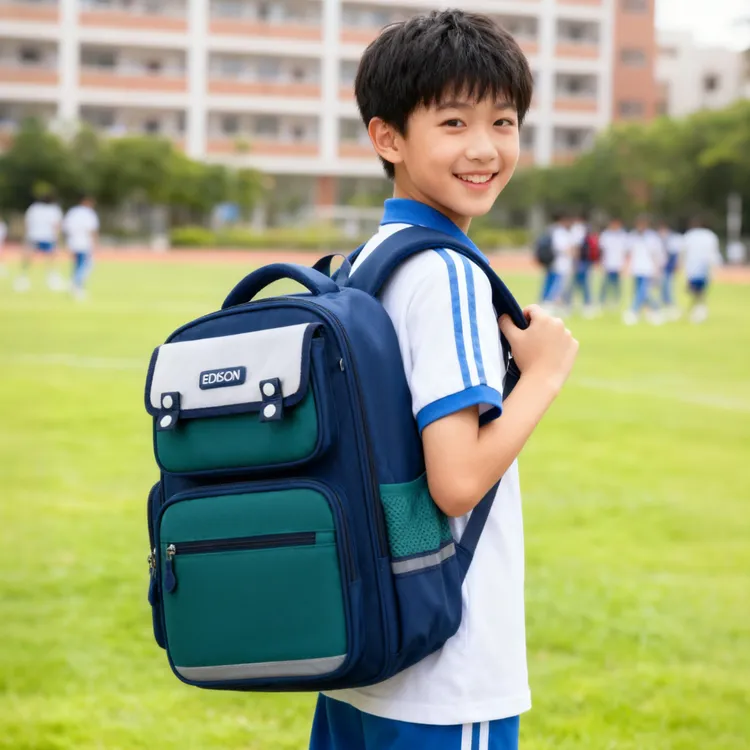 Edison爱迪生爆款小学生书包大容量轻便护脊双肩包英伦风儿童背包