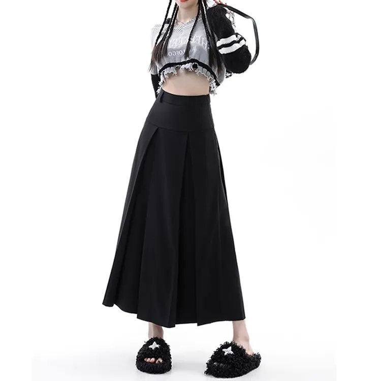 夏季薄款设计感百褶西装裙遮肉显瘦半身裙梨形身材遮胯藏肉中长裙