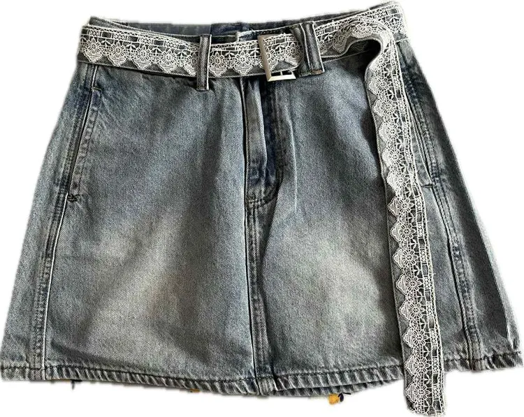 A型薄款O型短裙高腰纯色半身裙半裙浅蓝休闲包臀韩版蓝色A字