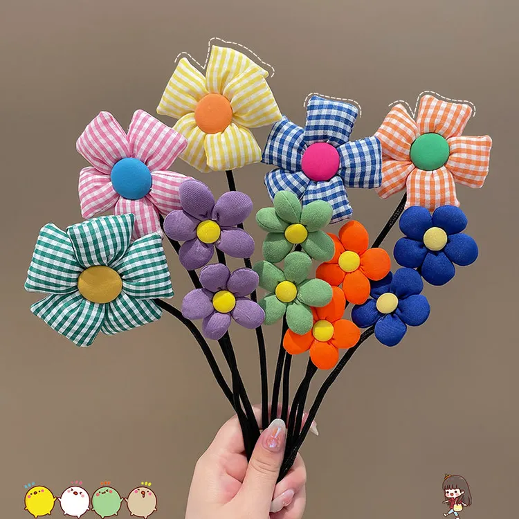 夏季花朵盘发杆女儿童可爱花苞头盘发神器小女孩头饰丸子头扭扭d1