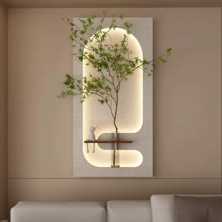 家斯家水培绿植装饰画入户玄关挂画客厅餐厅立体氛围感灯光砂岩画