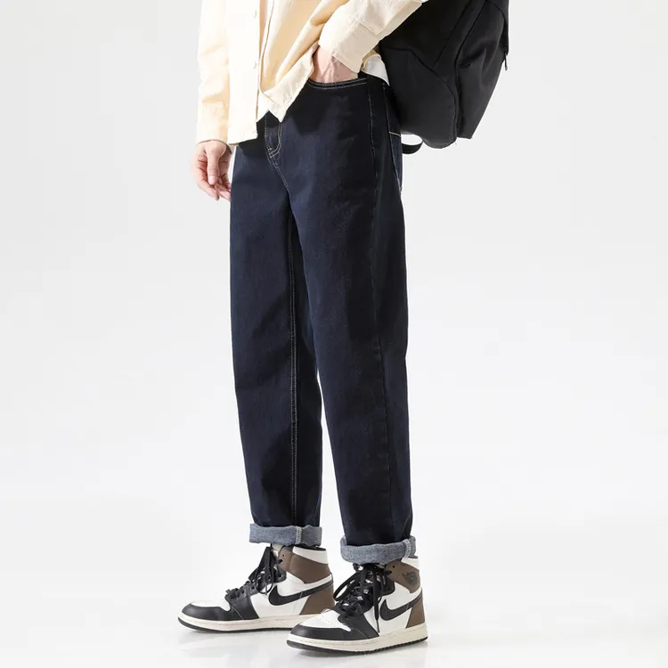 牛仔裤男春季新款美式高街潮牌复古宽松直筒休闲裤时尚百搭长裤子