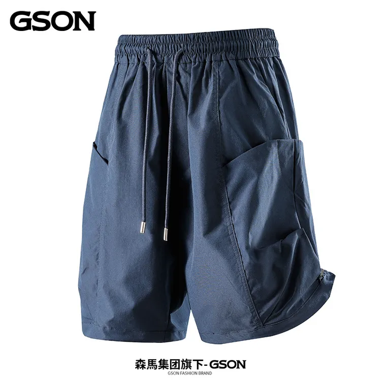 GSON美式潮牌高街短裤夏季薄款冰丝短裤情侣款日常通勤大码中裤子