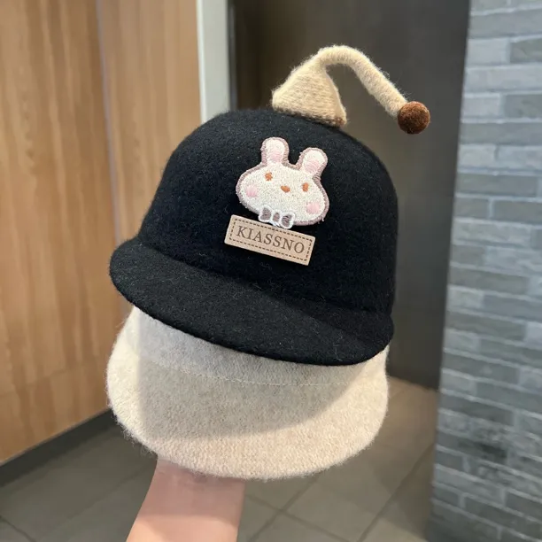 【萌娃刚需】宝宝帽子韩系短檐卡通毛呢马术帽秋冬男女童保暖骑士帽