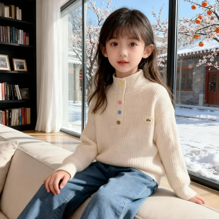 女童毛衣秋冬款加绒加厚女宝宝秋冬衣服儿童毛衣女童冬装