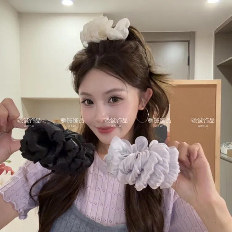 氧气少女～褶皱泡泡丸子夹韩系简约云朵发夹超仙气丸子头固定神器