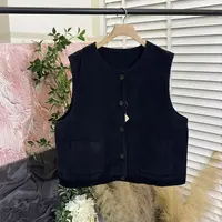 「木佐严选」水洗灯芯绒叠穿休闲单排扣马夹女E6253