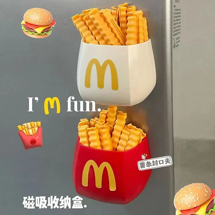 麦M封口夹家用专用磁吸冰箱收纳盒可爱笔筒食品封口夹冰箱磁吸贴