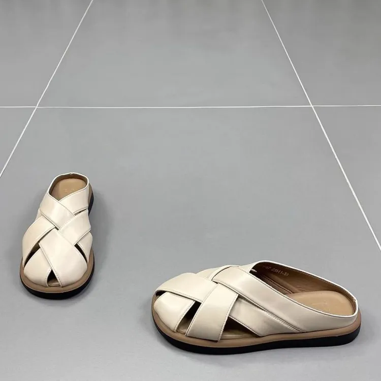 欧货包头拖鞋女2025夏季新款厚底复古编织气质百搭懒人休闲凉拖鞋