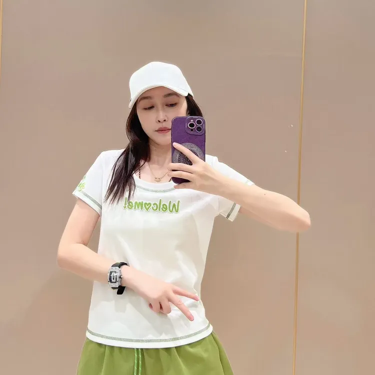 新款修身小版型短袖507111显瘦洋气时尚百搭休闲体恤半袖圆领