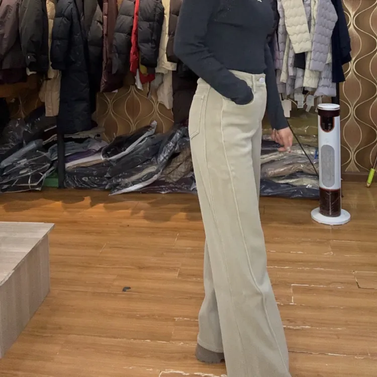 韩尤简同款百搭四面弹力休闲直筒弯裤26318