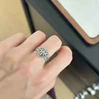 925银戒指 原创时尚简约百搭气质女立体镂空桃心戒指 3909