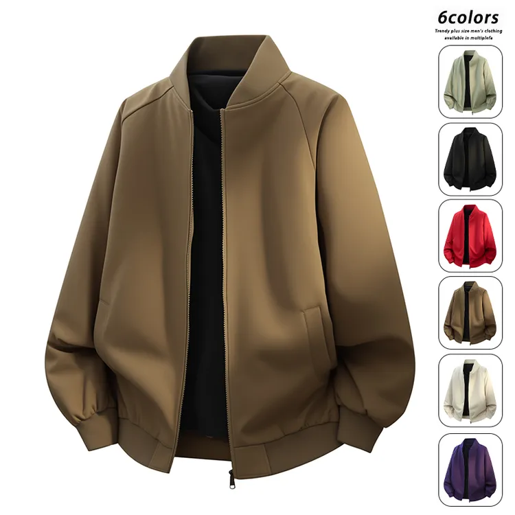 美式大码棒球领飞行棉服男秋冬季加厚保暖纯色百搭休闲宽松潮流