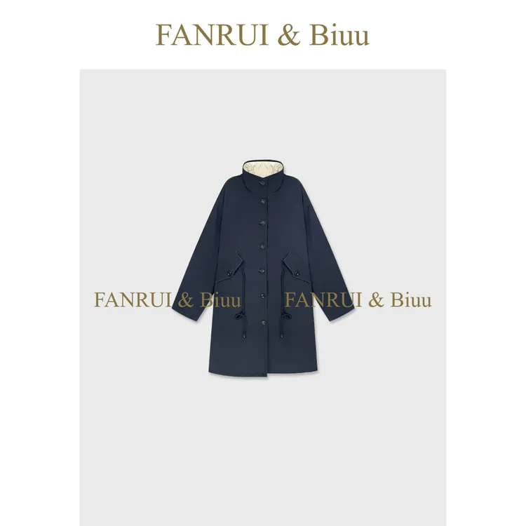 FANRUI/泛芮「绳结悠型」保暖加厚长款设计感气质棉服外套女B18907