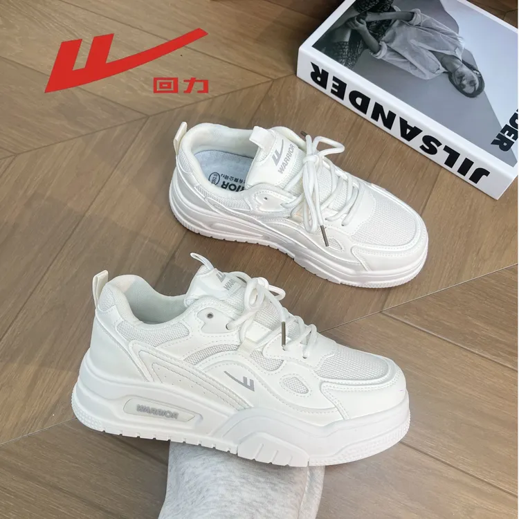 回力春夏款网面透气小白鞋女韩版厚底设计显高运动休闲板鞋百搭