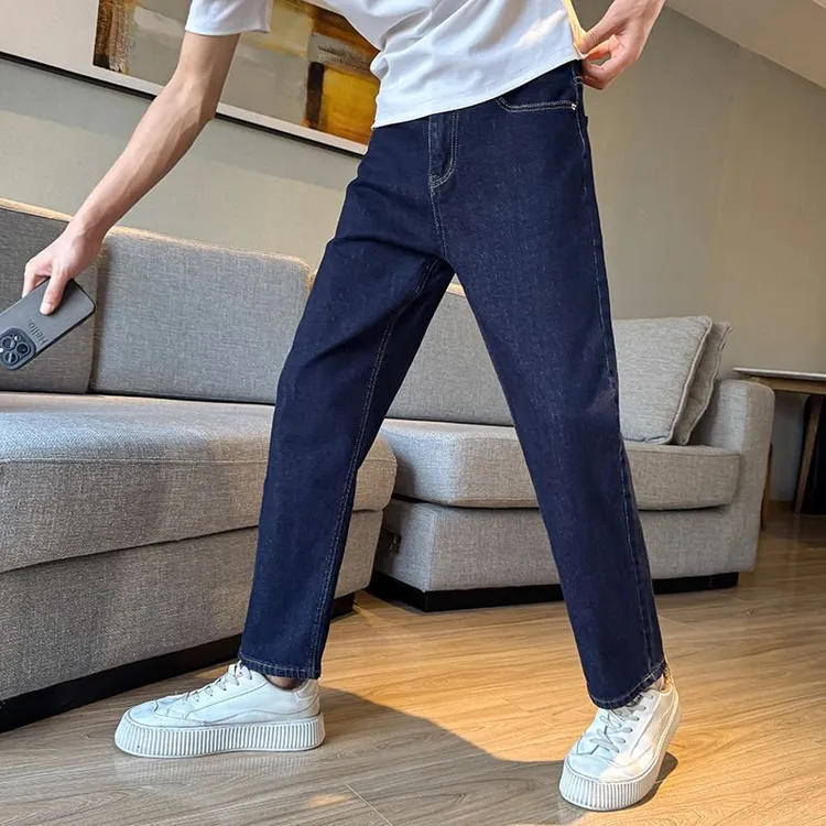 原色九分牛仔裤男款爆款2025新款高级感休闲百搭直筒男士长裤秋冬