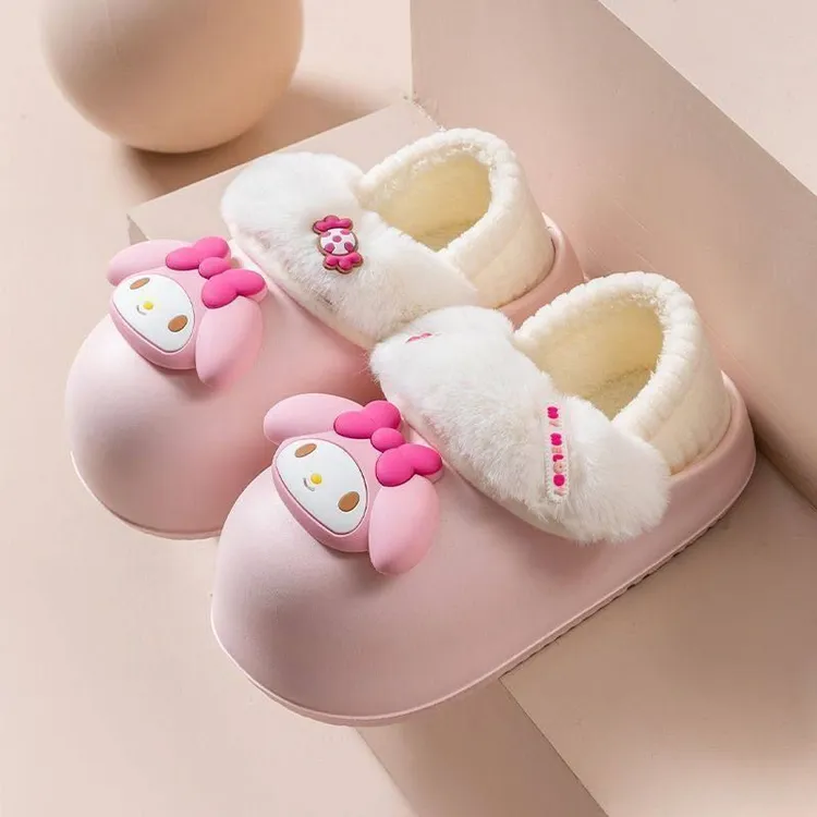美乐蒂秋冬季2024新款棉拖鞋女可爱卡通室内防水家居加绒保暖毛