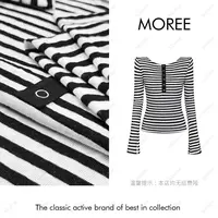 【MOREE】Modèle d’automne微喇袖设计感条纹上衣-Z6213