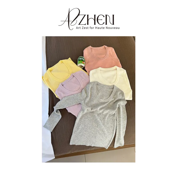  （秋势力周）AZZHEN【万精油】美丽诺羊毛纯色U领打底AZ4KBT37-00