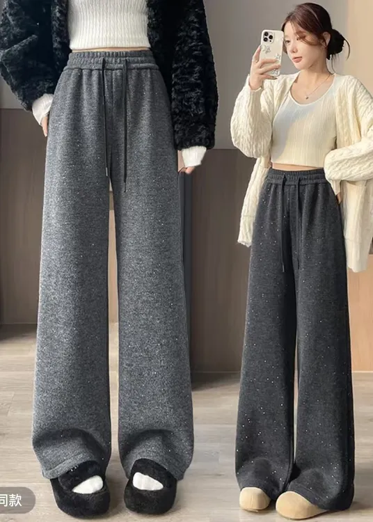 2025新品仿兔毛亲子款羊毛银河重工艺保暖直筒休闲棉裤一条过冬