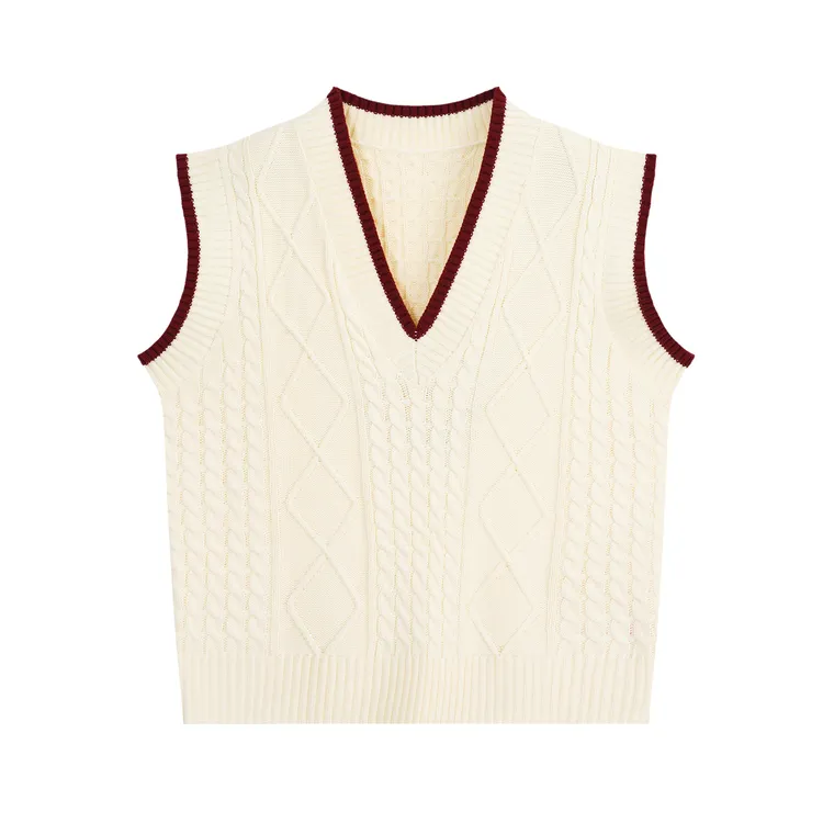 学院麻花毛衣马甲YZ00464