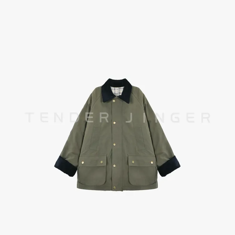 Tender Jinger｜日*灯芯绒翻领撞色廓形棉服外套T54YGG50518