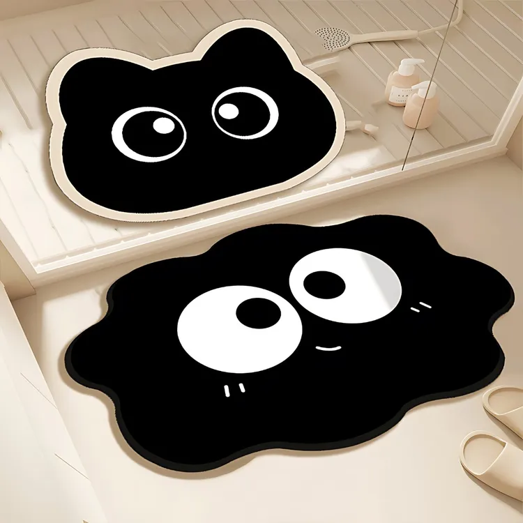 硅藻泥卫生间吸水垫卡通小煤球浴室地垫家用洗手间入户门防滑脚垫