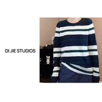 DI JIE STUDIOS 经典条纹长袖圆领时尚秋季休闲毛衣1193#