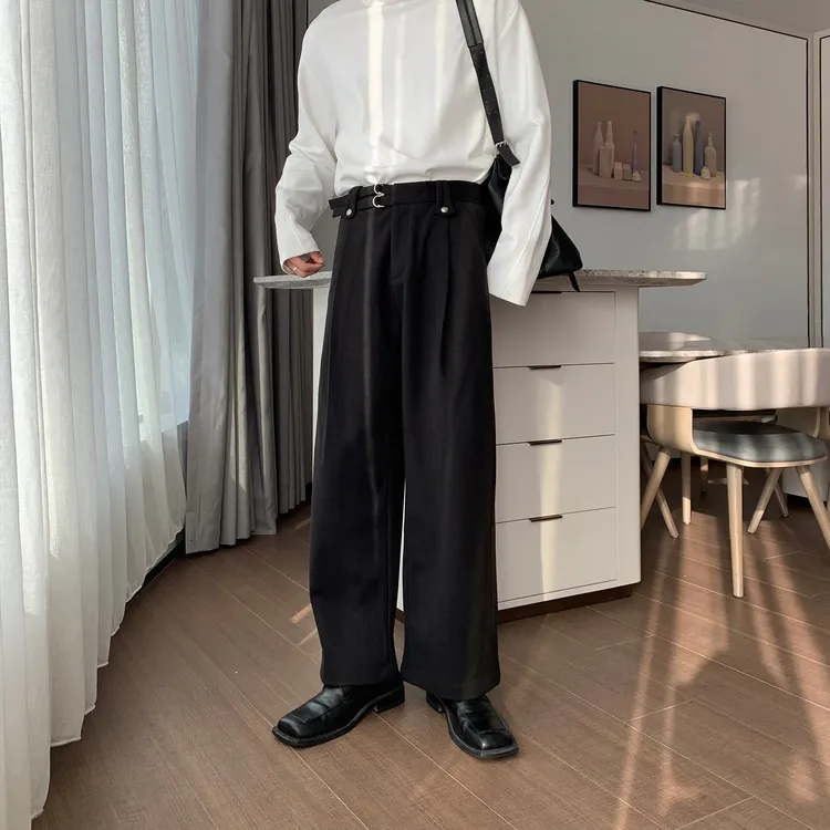 一轩轩轩【牧雪游踪】秋冬季休闲百搭加厚男士宽松直筒休闲裤25115H