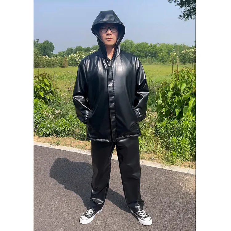 男士皮衣皮裤套装防风防水防油干活穿的耐磨耐脏柔软舒适