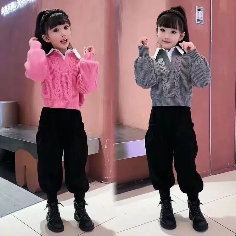 巴拉巴拉男孩女孩女童秋冬季套装儿童洋气2025新款毛衣加厚哈伦休