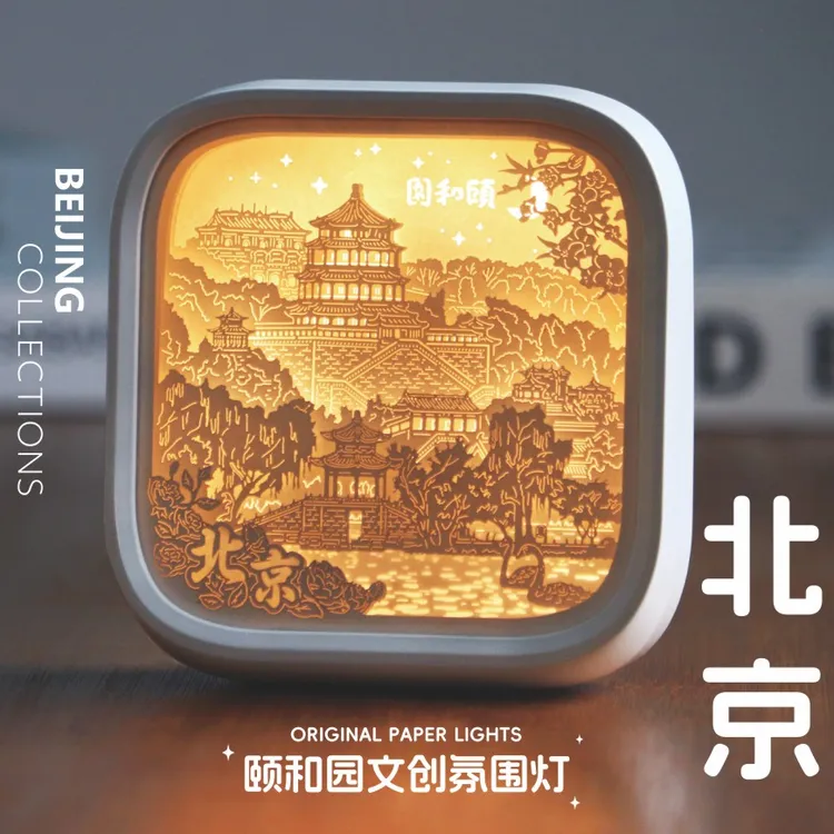 中国城市乡土流光非遗文创氛围纸雕夜灯纪念摆件创意毕业生日礼物