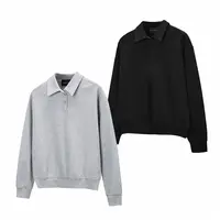 秋季美式重磅Polo翻领长袖卫衣男女cleanfit情侣休闲上衣-8751