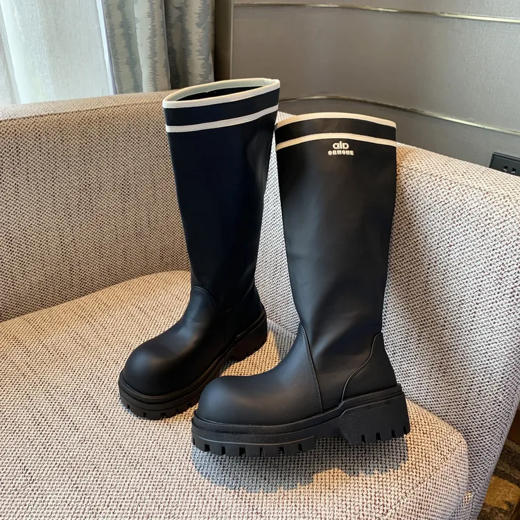 【TFM】厚底高筒靴子女2025年新款复古百搭显瘦长靴不过膝骑士靴