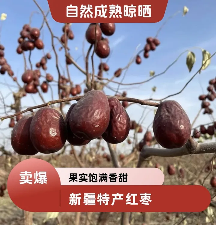 2025新疆和田大枣 3.5～4.5cm 未清洗自然吊干 2斤 5斤产地直发 
