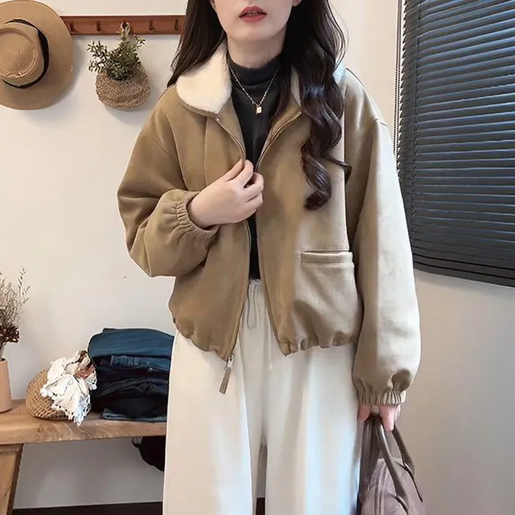 高级感时尚翻领外套女2025秋冬新款今年流行百搭爆款保暖棉衣