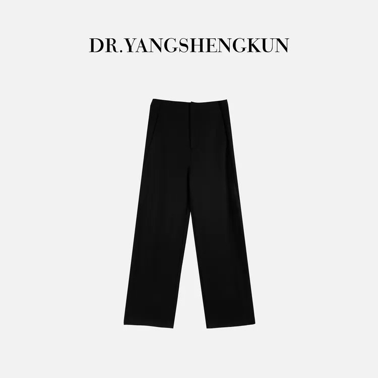 杨圣坤2025冬季新品绵羊毛混纺高腰显瘦直筒弯刀休闲裤ES25102253