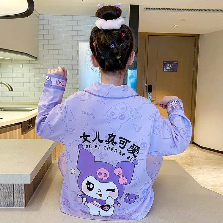 女童睡衣2025新款春秋季棉质长袖库洛米儿童女孩中大童家居服套装