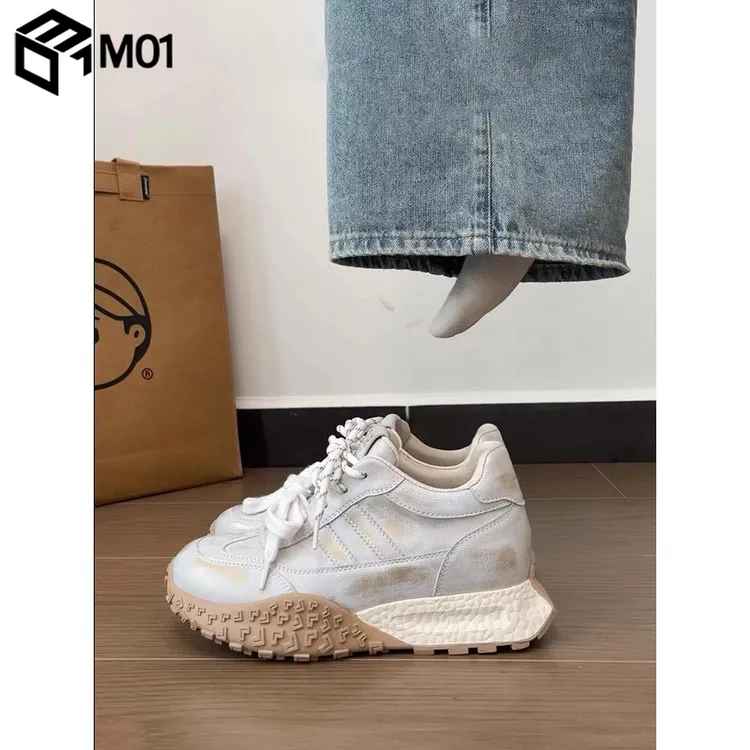 M01小众复古阿甘鞋女2025新款休闲运动厚底小个子增高德训老爹鞋